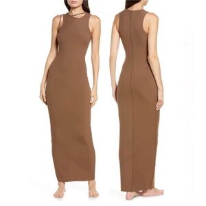 Skims Soft Lounge Rib Cutout Dress - Oxide (Brown) - Size MEDIUM- NWT